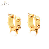 ASON Spikes Hip-hop Punk Hoops Earrings Gold Color Stainless Steel For Women Men Fashion Jewelry Accessorie Daily Wear Boho