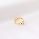 ASON-Anillo triangular de acero inoxidable para mujer, Color dorado, estilo moderno, con concha blanca, accesorio de joyería de fiesta, uso diario