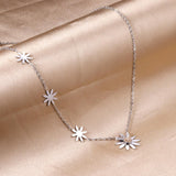 ASON Cute Flower Daisy Chain Necklace Stainless Steel Gold Color Choker with Cubic Zirconia 40cm with Extender Jewelry