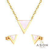 ASON enfants Triangle pendentif collier en acier inoxydable petites boucles d'oreilles coquille bijoux ensembles fête pour fille femmes mode 