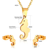 Hippocampus Animal Office Korean Necklaces Earrings Jewelry Sets For Woman Indian Jewellry Set collares para mujer