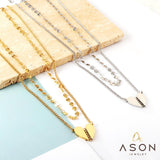 ASON Vintage forma de corazón encanto cadenas multicapa colgante collar Color oro acero inoxidable para mujeres joyería gargantillas