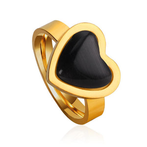 Vintage Opal Rings for Women Fashion Black Stone Ring Gold Color Statement Jewellery Party Gifts