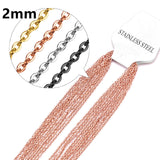 Colliers pour pendentifs de 2MM, vente en vrac, chaînes à maillons cubains Rolo de 2mm, accessoires de collier, chaînes en acier inoxydable, bijoux 