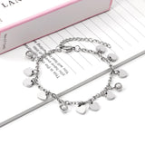 ASON Adjustable Heart Bracelet with Steel Ball Charm Stainless Steel Silver Color Bangle for Women Fashion Jewelry Party