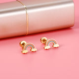 ASON Cute Strawberry Cloud Rainbow Stud Earrings Children's Earrings Stainless Steel Fashion Jewelry for Girl Women