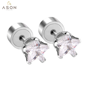 ASON Size 3mm to 5mm Silver Color Star Stud Earrings Stainless Steel Trendy Kid/Girl Earrings Bijoux Party Wholesale