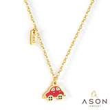 ASON Cute Red Little Car Pendant Necklace 316L Stainless Steel Cartoon Taxi Necklace for Women Fashion Jewelry Accessories