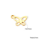 ASON 100 unids/lote amuleto hueco de mariposa con agujeros 316L oro de acero inoxidable para collar pulsera DIY suministros de joyería