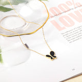 ASON Colorful Black White Shell Butterfly Chain Pendant Necklace Gold Color Stainless Steel for Women Fashion Jewelry