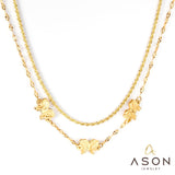 ASON-collar con colgante de mariposa multicapa para mujer, cadenas de acero inoxidable 316L, accesorios de joyería 