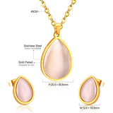 Brand New Opals Gold/Silver Color Necklaces Earrings Sets For Women Girl Engagement Jewellry Set bijoux femme