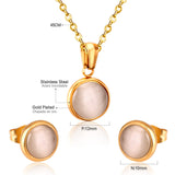 Opal Shell Dubai Wedding Bridal Christmas Jewelry Sets Pendant Necklace Earring For Women Gold Indian Jewellery Set