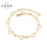 ASON – bracelet de cheville à breloque cœur et étoile en acier inoxydable 316L, jolie chaîne de pied, bijoux de plage pour femmes avec rallonge 23 + 5cm