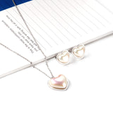 Lover Jewelry Sets Romantic Style Heart Shape Imitation Pearl Pendant Necklace Earring Brinco Collars Choker Party