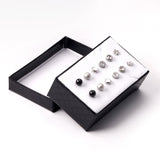 ASON 6Pairs/Box Punk Style Mixed Shape Piercing Stud Earrings Jewelry Sets Stainless Steel Silver Color Women Men Jewelry