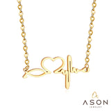 ASON – collier avec pendentif en acier inoxydable, couleur or, pour amoureux, mode amour, battement de cœur, bijoux cadeau de saint valentin 