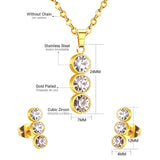 ASON 316L acier inoxydable Zircon or ensembles de bijoux de mariage de mariée pour les femmes 2019 collier pendentif boucles d'oreilles goutte ensemble africain