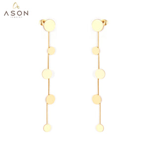 ASON – pendentifs ronds tendance, boucles d'oreilles Piercing, couleur or, acier inoxydable, cadeau de fête, bijoux à la mode pour femmes