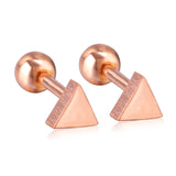 ASON Pendientes de tuerca de oro rosa/negro, pendientes geométricos de acero inoxidable para mujer, accesorios de regalo de joyería, triángulo/círculo/cuadrado