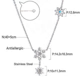 Exquisite Silver Color Snowflake Pendant Necklaces For Women Wedding Jewelry 2022 Female Choker collares para mujer