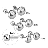 ASON Size 4mm/6mm/8mm Oval Ball Screw Piercing Stud Earrings Silver Color for Women Stainless Steel Wholesale Boho Jewelry