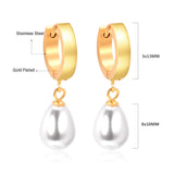 ASON Korean Statement Drop Dangle Imitation Pearl Earrings for Women Stainless Steel Hanging Earring Set for Female Jewelry