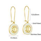 ASON Wheel Shape Drop Earrings With White Shell Gold Color Stainless Steel Piercing Earrings For Women Trendy Office Party