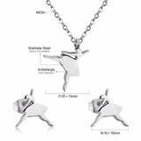 Ballet Girl Stainless Steel Dubai  Bridal Jewelry Sets Women Fashion Necklace Earrings Jewelry Set Accessories