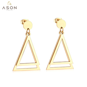 ASON Stainless Steel Stylish Geometric Dangle Earrings Gold Color Drop Earring for Women Accessory Fashion Jewelry Piercing