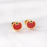 ASON Cute Vegetable Shape Cartoon Earrings 316L Stainless Steel Unusual Small Stud Earrings for Women Fashion Jewelry