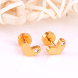 ASON Pendientes con forma de corazón, pendientes dorados de acero inoxidable para mujer, joyería de regalo, circonita cúbica, antialérgicos 