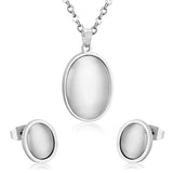 Oval Shape Opal Stainless Steel Luxury Necklaces Earrings Sets For Ladies Trendy Jewellry Sets parures bijoux