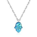 ASON – Collier pour enfants en acier inoxydable, pendentif main bleue mignonne, chaînes de couleur or, Collier cadeau de fête, bijoux 