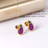 ASON Cute Vegetable Shape Cartoon Earrings 316L Stainless Steel Unusual Small Stud Earrings for Women Fashion Jewelry