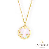 ASON Fashion 18mm Chain Round Star Shell Pendant Necklace Gold Color Stainless Steel for Women Party Gift Fashion Jewelry