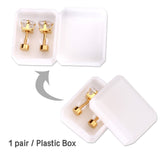 ASON 6mm Stainless Steel Square AAA Cubic Zirconia Jewelry Gold Color Piercing Stud Earrings Set for Women Fashion Jewelry