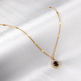 ASON Cute Stainless Steel Round Pendant Necklace Shell Chain for Women Men Gold Color Jewelry Accessory Party Gift