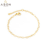 ASON Pulsera ajustable con forma de corazón dulce con extensor, brazalete de acero inoxidable 316L para mujer, regalo de joyería de moda 