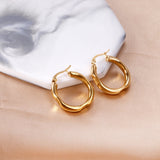 ASON Smooth Round Hoop Earring Geometric 316L Stainless Steel Earrings for Women Fashion Jewelry Wholesale Accessories