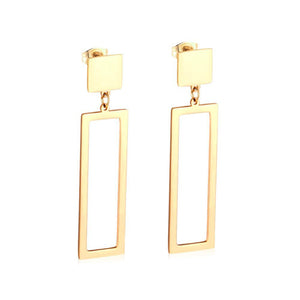 Korean Statement Square 316L Stainless Steel Drop Jewelry Earrings Set For Women Party Gift Gold/Steel Earrings