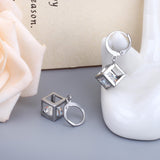 ASON Geometry Cubic Zirconia Piercing Drop Earrings Stainless Steel Gold Color Ear Hoop For Women Fashion Jewelry Party