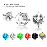 ASON Female Earrings Stainless Steel 4mm 6mm Geometry Cubic Zircona Stud Earrings Fashion Accessories Party Wholesale