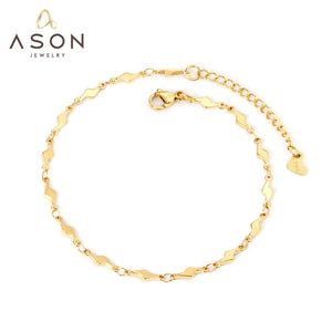 ASON-tobillera con cadenas en forma de rayo de acero inoxidable para mujer, Color dorado, accesorios de joyería de moda para playa y verano, regalo 