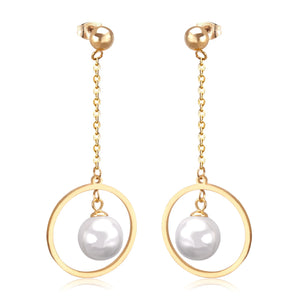 Fake Pearl Long Drop Earrings Round Dangle Earings Fashion Jewelry For Women Korean Style pendientes 2020 brincos