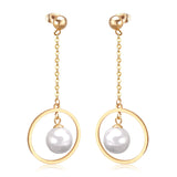 Fake Pearl Long Drop Earrings Round Dangle Earings Fashion Jewelry For Women Korean Style pendientes 2020 brincos