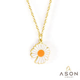 ASON – collier avec pendentif tournesol pour femmes, mode coréenne, ras du cou coloré en acier inoxydable avec rallonge, accessoires de bijoux