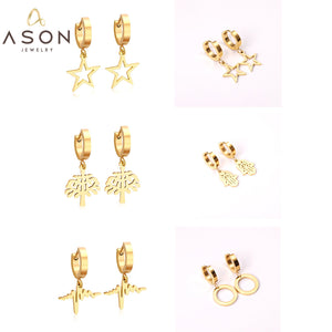 ASON Korean Statement Drop Dangle Geometric Earrings 2022 for Women Stainless Steel Hanging Earring Set for Female Jewelry