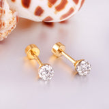 ASON Piercing Earrings Stainless Steel Cubic Zirconia Stud Earring Gold Color Brinco Bijoux Wholesale Fashion Jewelry Women