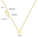 ASON Initial Necklace Women Girl Stainless Steel Letter Lucky Star Pendant Necklace Collier Choker Collars Wedding Necklace